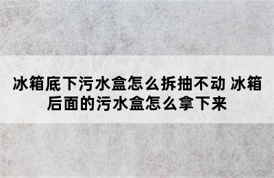 冰箱底下污水盒怎么拆抽不动 冰箱后面的污水盒怎么拿下来